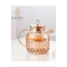 Kabartmalı Borosilikat Cam Demlik 1000ml RoyaleksCM2006