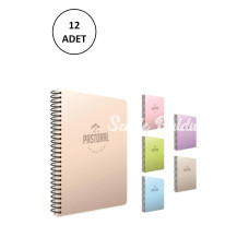Gıpta Pastoral Spiralli Pp Kapak Defter 17x24cm 72 Yaprak Kareli (12 Adet)
