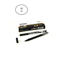 Gıpta Fineliner Ince Keçe Uçlu Kalem 04 Mm Karton Kutu Üçgen Siyah (12 Li Paket)
