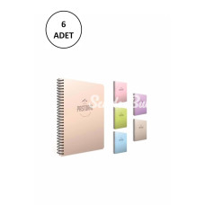 A4 Spiralli Defter Pastoral Plastik Kapak Kareli 120 Yaprak 332480002011 Asorti 6 Adet