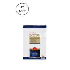 Gıpta Prisma Bloknot A4 Spiralli Karton Kapak 100 Yaprak Kareli 12 Adet