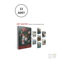 Gıpta Art Master Spiralli Karton Kapak 19x26 cm Çizgili 100 yp 12 Adet