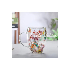 Organik Çiçekli Borosilikat Bardak 350 Ml. RoyaleksBRD150 BH