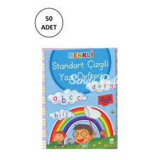 Renkli Standart Çizgili Güzel Yazı Defteri Ema Çocuk 50 Adet