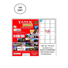Tanex Tw2018 Lazer Etiket 63X46 Mm 100 Adet
