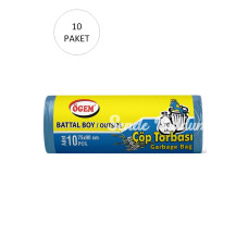 Battal Boy Çöp Torbası 75 x 90 cm 10 Lu Rulo x 10 Paket = 100 Adet (Mavi)
