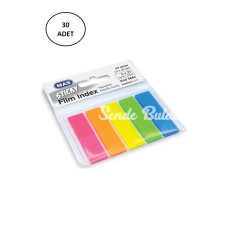 Mas 3661 Sticky Film Index Renki 12x45 Pp Dörtgen Yapışkan Sticker 30 Adet