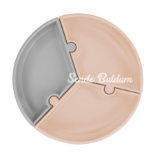 Puzzle Vakum Tabanlı Silikon Tabak Bubble Beige / Powder Grey