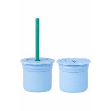 Pipetli Silikon Bardak Seti Mineral Blue / Aqua Green