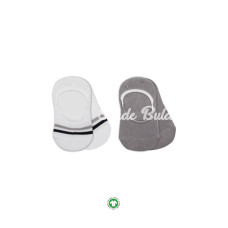 Bistyle 2Li Penye Babet Silikon Çemberli Çorap 30102 Gri Beyaz Bistyle 2Li Penye Babet Silikon Çemberli Çorap 30102 Gri Beyaz
