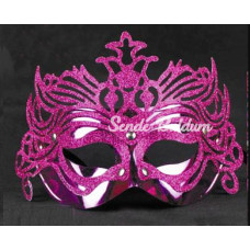 Nessiworld Metalik Fuşya Pembe Renk Masquerade Kelebek Simli Parti Maskesi 23x14 cm