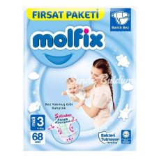 Nessiworld Molfix Bebek Bezi Fırsat Paketi 3 Beden 49 Kg 68 Adet