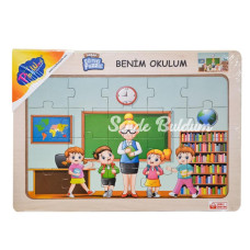 ONY101102103 Ahşap Eğitici Puzzle Benim Okulum Onyıl