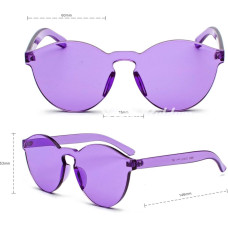 Sert Mika Oval Şekilli Çerçevesiz Mor Gözlük Retro Parti 5x14 cm