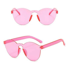 Sert Mika Oval Şekilli Çerçevesiz Pembe Gözlük Retro Parti 5x14 cm