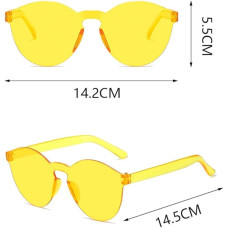 Sert Mika Oval Şekilli Çerçevesiz Sarı Gözlük Retro Parti 5x14 cm