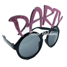 Party Yazılı Simli Pembe Renk Parti Gözlüğü 15x7 cm