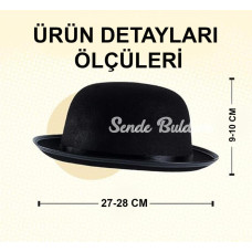 Charlie Chaplin Stil Çocuk Şapkası – Siyah Melon Parti Şapkası Charlie Chaplin Stil Çocuk Şapkası – Siyah Melon Parti Şapkası