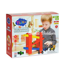 ONY382 PlayWood  Ahşap Yarış Arabalı Oyun RampasıOnyıl