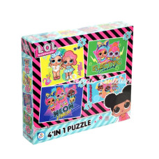 LOL7627 Laço Kids L.O.L. 4ü1 Kutuda Puzzle / 6+12+16+25 Parça Puzzle