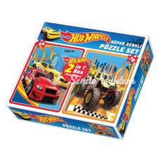 1535 DıyToy Süper Renkli 2li Puzzle Set  Hot Wheels / 54+70 Parça Puzzle