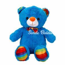 NessiWorld Oturan Kurdeleli Renkli Peluş Ayı 30 cm