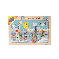 Nessiworld   ONY109110111112 Ahşap Eğitici Çocuk Puzzle Kış Mevsimi