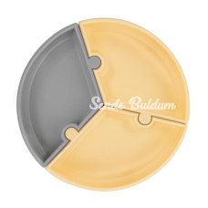 Nessiworld  Puzzle Vakum Tabanlı Silikon Tabak Mellow Yellow / Powder Grey