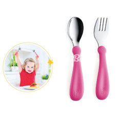 Nessiworld   Paslanmaz Çelik Çatal Kaşık Seti 522 Pembe