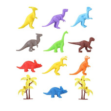 Nessiworld 683 Toy Play 12 Parça Renkli Mini Dinozor Figür Seti 46 cm