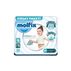 Nessiworld Molfix Premium Bebek Bezi Fırsat Paketi 6 Beden 15+ Kg 34 Adet