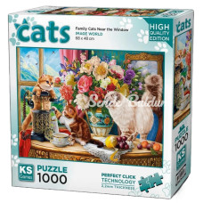 Nessiworld KS Games Family Cats Near The Window Puzzle 1000 Parça 20794