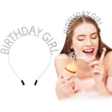 NessiWorld KristalTaşlıGümüşBirthdayGirlYazılıDoğumGünüPartiTacı19x11cm