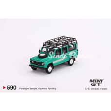 NessiWorld Mini GT 1/64 Land Rover Defender 110 1985 County Station Wagon Trident Green