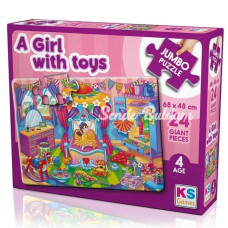 NessiWorld KS Games A Girl With Toys 24 Parça Jumbo Boy Puzzle