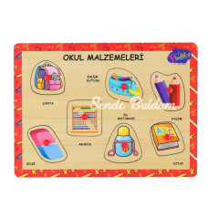 ONY196197 Ahşap Tutmalı Okul Malzemeleri Onyıl Oyuncak