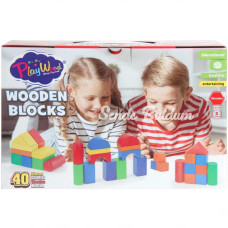 Playwood Kutuda Ahşap Renkli Bloklar 40 Parça