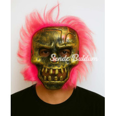 Wild Skull  Bakır Kafatası Pembe Saçlı İskelet Maske