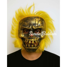 Wild Skull  Bakır Kafatası Sarı Saçlı İskelet Maske
