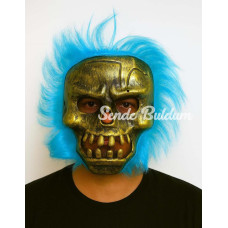 Wild Skull  Bakır Kafatası Turkuaz Saçlı İskelet Maske
