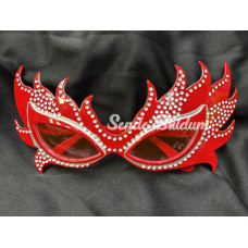 Taşlı Göz Kamaştıran Gecenin Yıldızı Kırmızı Parti Alev Gözlük