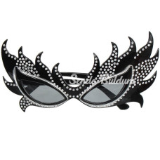 Taşlı Göz Kamaştıran Siyah Parti Alev Gözlük