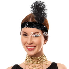 Nessiworld Siyah Renk Çarliston Başlık 90 lı Yıllar 80 li Yıllar Tüylü Saç Bandı