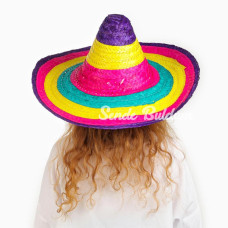 Nessiworld Sombrero Meksika Şapkası Renkli Örme Hasır Çocuk Boy