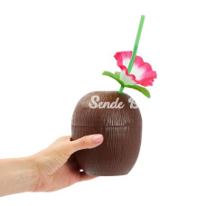 Nessiworld Hindistan Cevizi Hawaii Luau Aloha Pipetli İçecek Kabı Bardak 10x13 cm 1 Adet