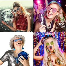 Sallanan Disko Top Küpeli Gözlük Retro Hawaii 5 Renk 6 Adet