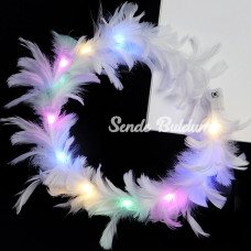 Nessiworld Led Işıklı Rengarenk Yanan 3 Fonksiyonlu Otrişli Parti Tacı Beyaz Renk 12x12 cm