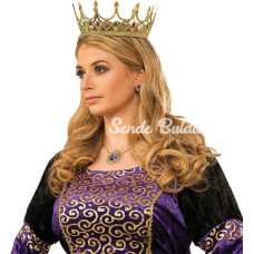 Nessiworld Taşlı Rönesans Kostümlü Kraliyet Ortaçağ Altın Kraliçe Prenses Tacı