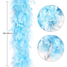 Açık Mavi Renk Kabarık Kalın Otriş Boa Tüy 6 cm Genişlik 180200 cm Uzunluk