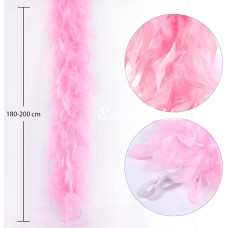 Pembe Renk Kabarık Kalın Otriş Boa Tüy 6 cm Genişlik 180200 cm Uzunluk